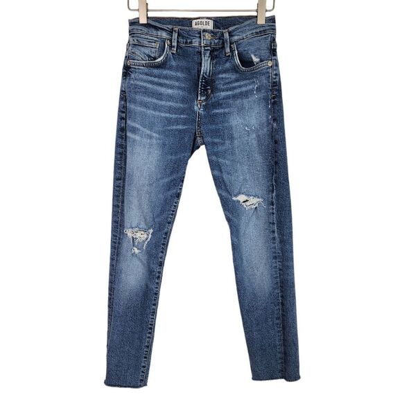 Agolde Denim - AGOLDE Jeans Womens 24 Blue Sophie High Rise Distressed Skinny Jeans Stretch